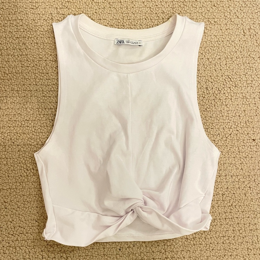 Zara Women's White Knotted Tank Top